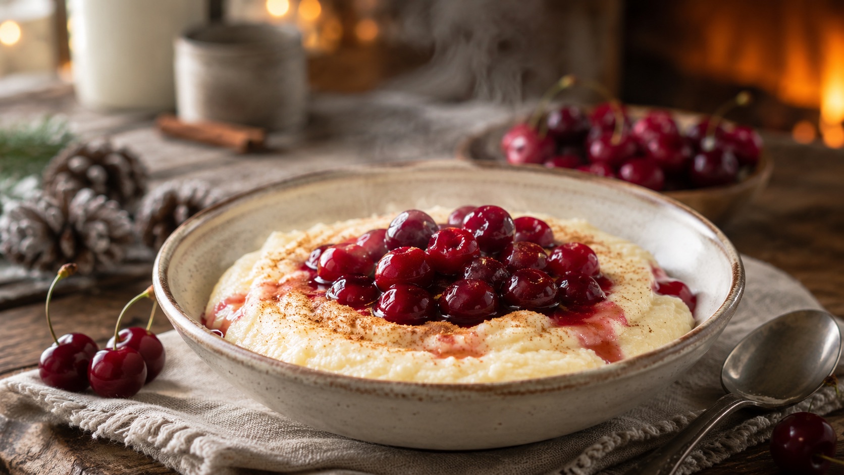 Grießbrei mit Kirschen als wärmendes Winterrezept für kalte Tage und gemütliche Familienküche