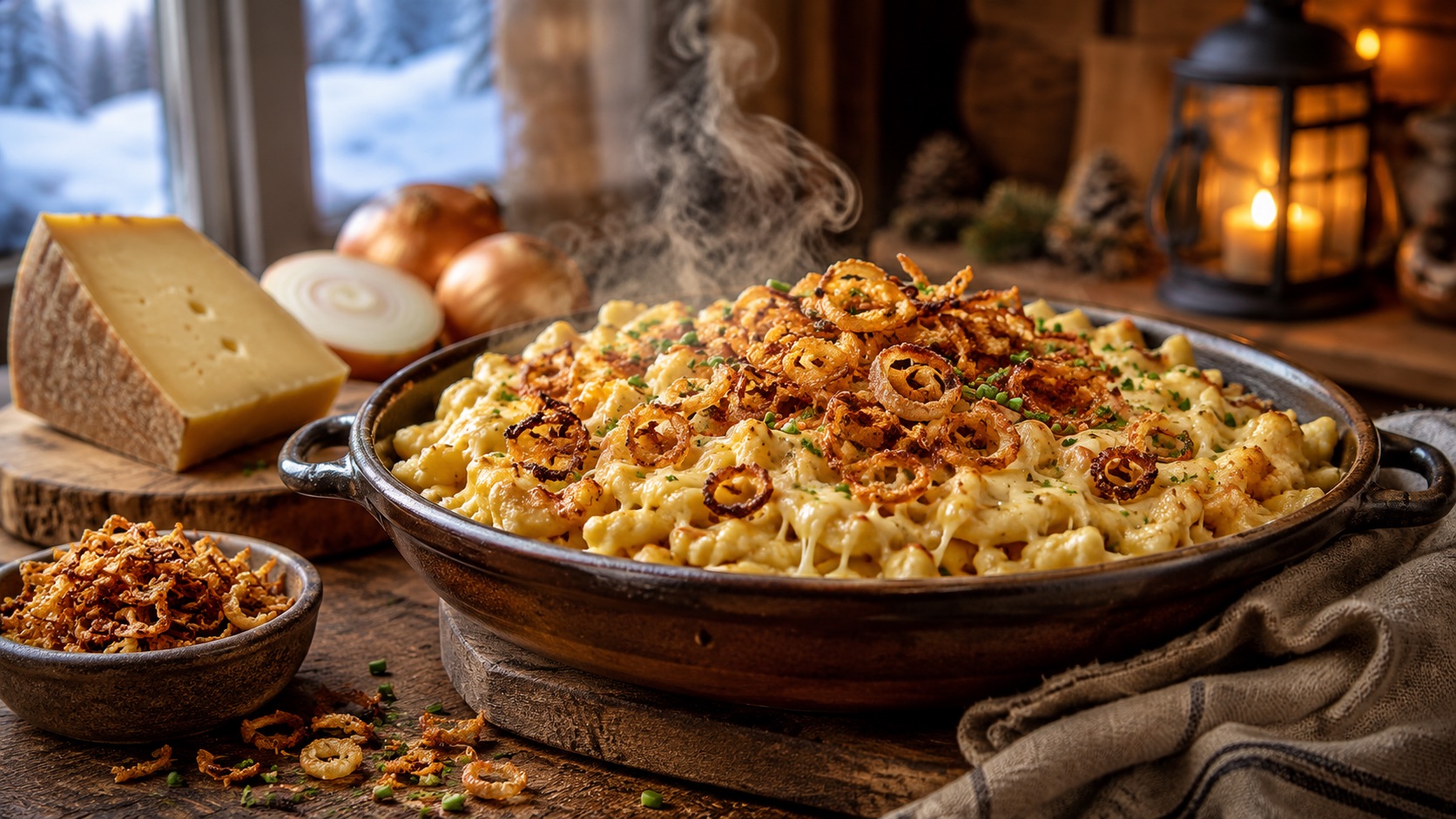 Käsespätzle mit Röstzwiebeln als wärmendes Winterrezept für kalte Tage und gemütliche Familienküche