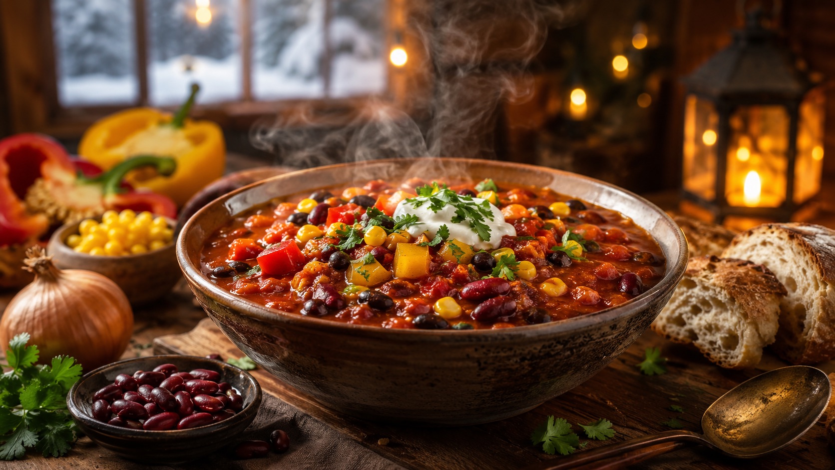 Vegetarisches Bohnen-Chili als wärmendes Winterrezept für kalte Tage und gemütliche Familienküche